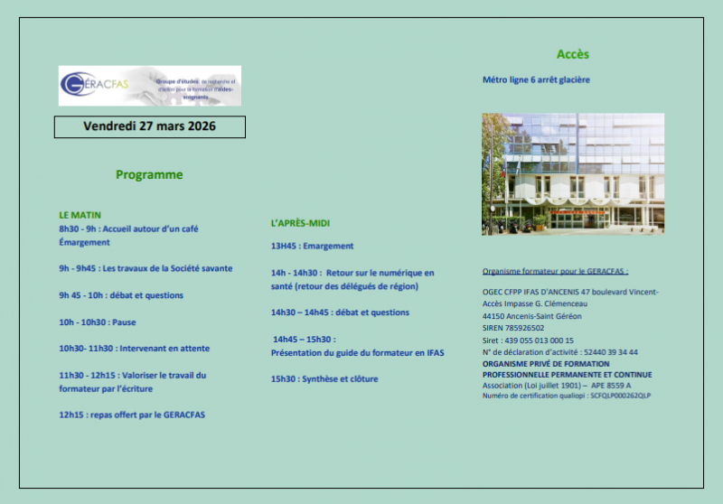 Programme des journées D'études 2026